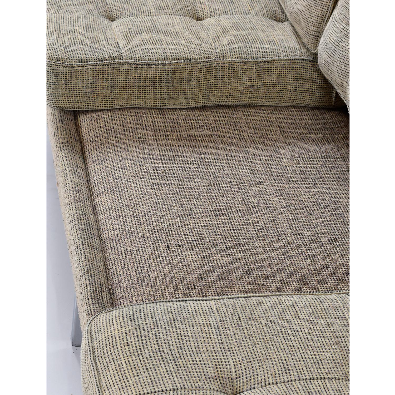 Florence Knoll Sofa & Chair Set on Steel Bases in Heather Grey Tweed Fabric 5