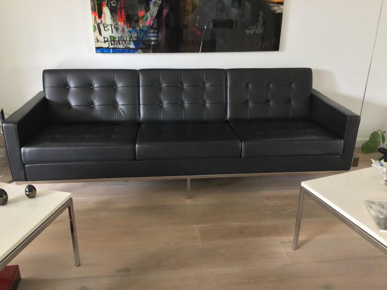 Canapé Florence Knoll en cuir noir 'Sabrina' - Occasion rare (2012) en vente 12