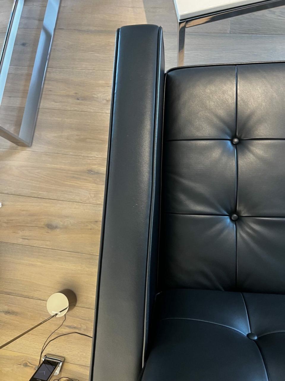 Cuir Canapé Florence Knoll en cuir noir 'Sabrina' - Occasion rare (2012) en vente