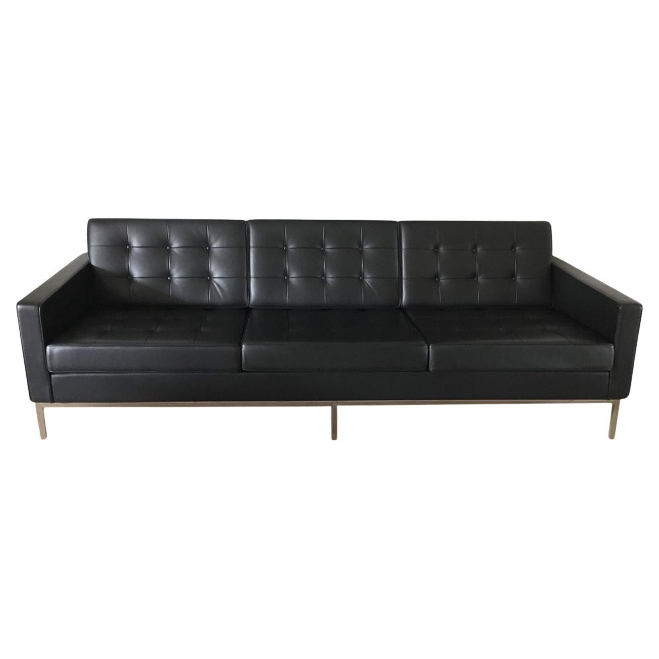 Canapé Florence Knoll en cuir noir 'Sabrina' - Occasion rare (2012) en vente