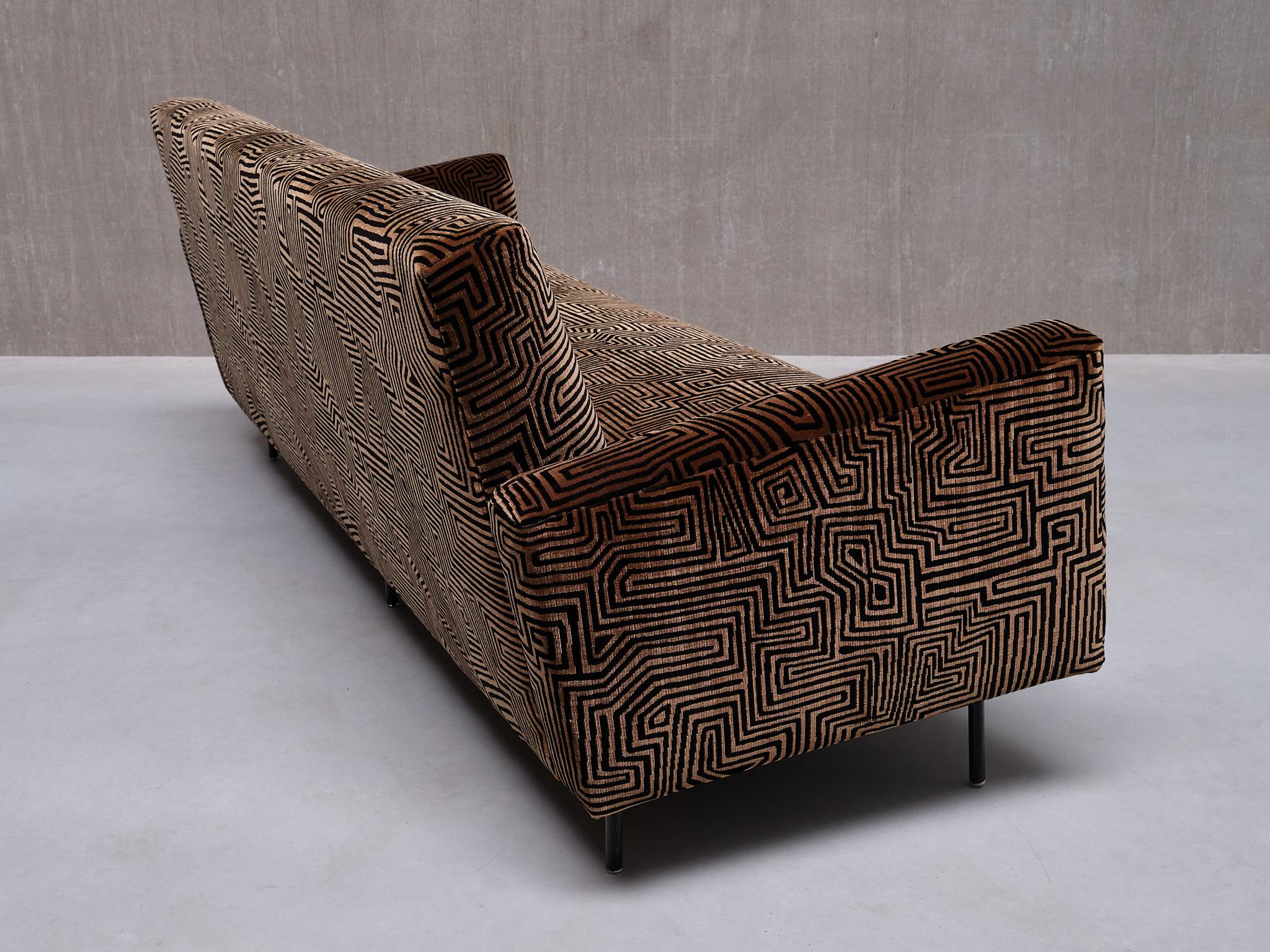 Canapé Florence Knoll en velours Jacquard Dedar à motifs, De Coene, Belgique, années 1950 en vente 2