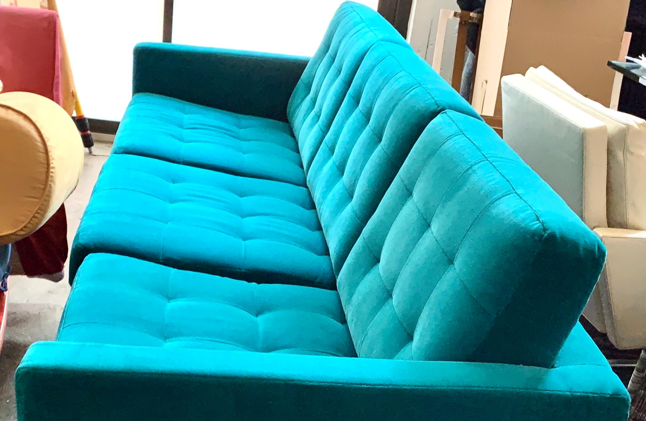 blue green sofa