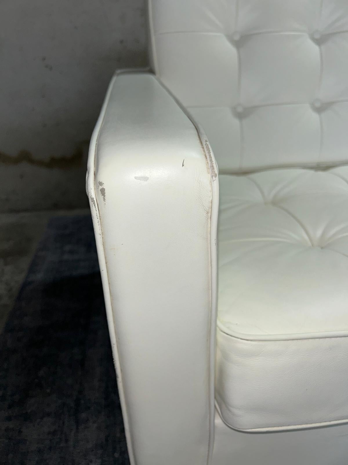 Divano Florence Knoll Pelle bianca in vendita 7