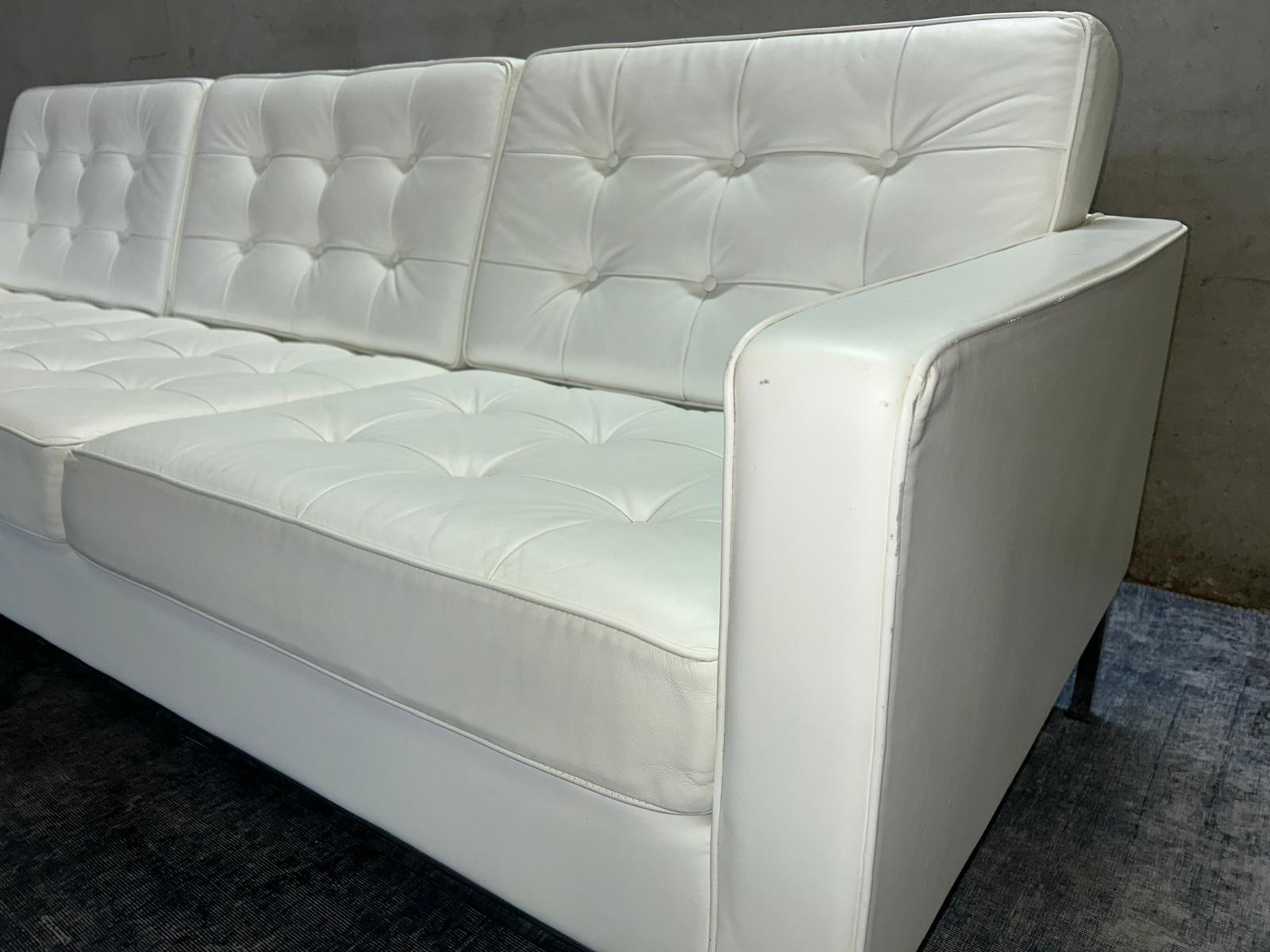 Divano Florence Knoll Pelle bianca in vendita 8