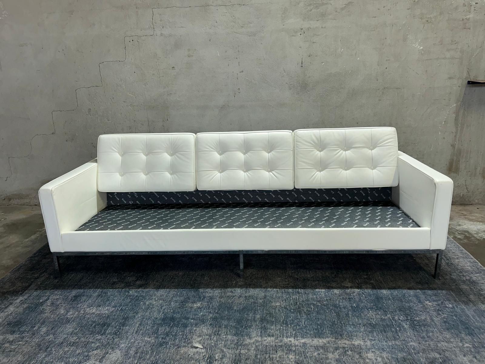 Divano Florence Knoll Pelle bianca in vendita 12