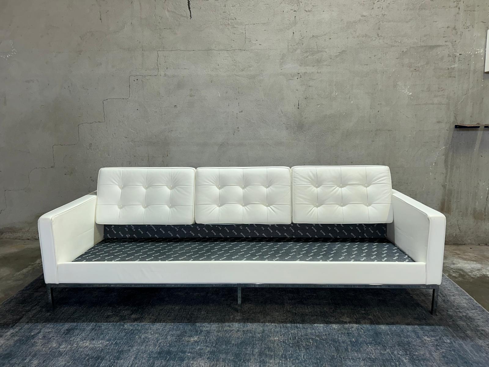 Divano Florence Knoll Pelle bianca in vendita 13