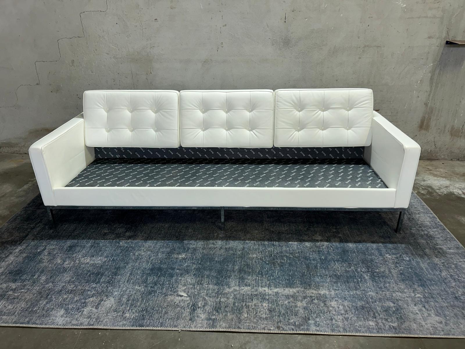 Divano Florence Knoll Pelle bianca in vendita 14