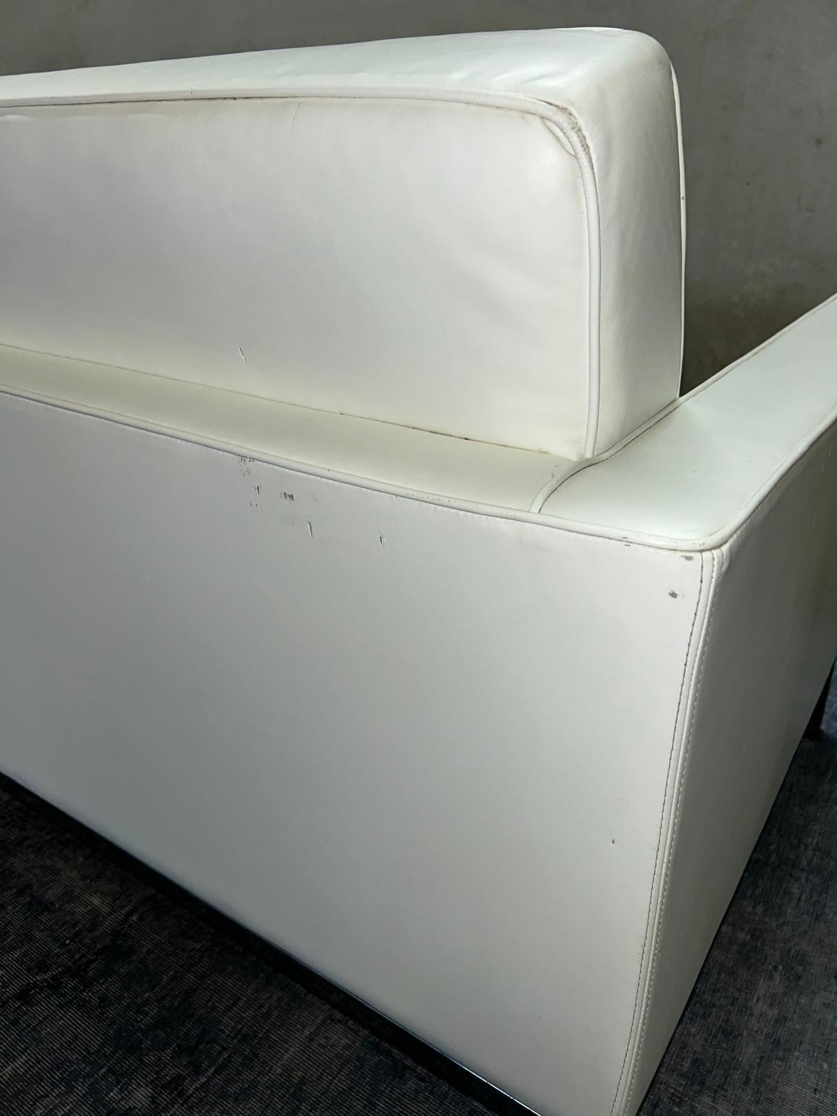 Divano Florence Knoll Pelle bianca in vendita 1
