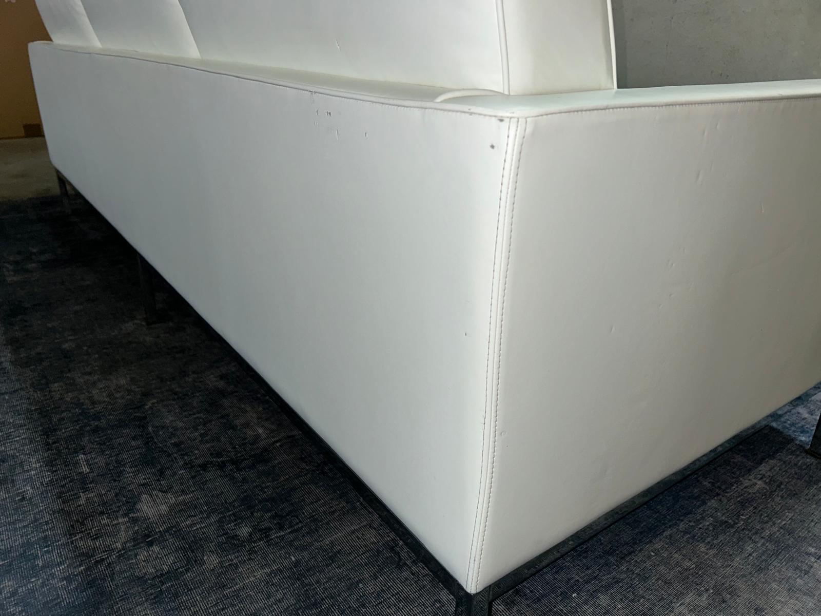 Divano Florence Knoll Pelle bianca in vendita 3
