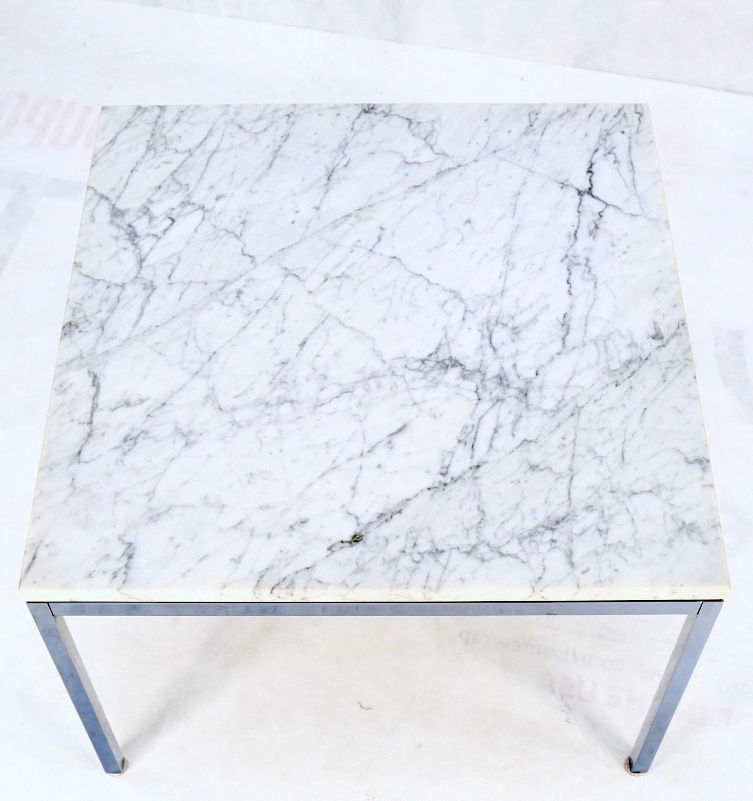 Florence Knoll Square Marble Top Solid Chrome Base Side End Coffee Center Table For Sale 4