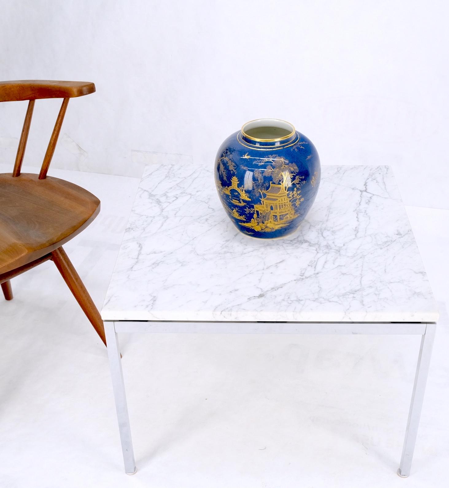 Table basse carrée Florence Knoll avec plateau en marbre et base chromée massive à l'extrémité latérale  en vente 7