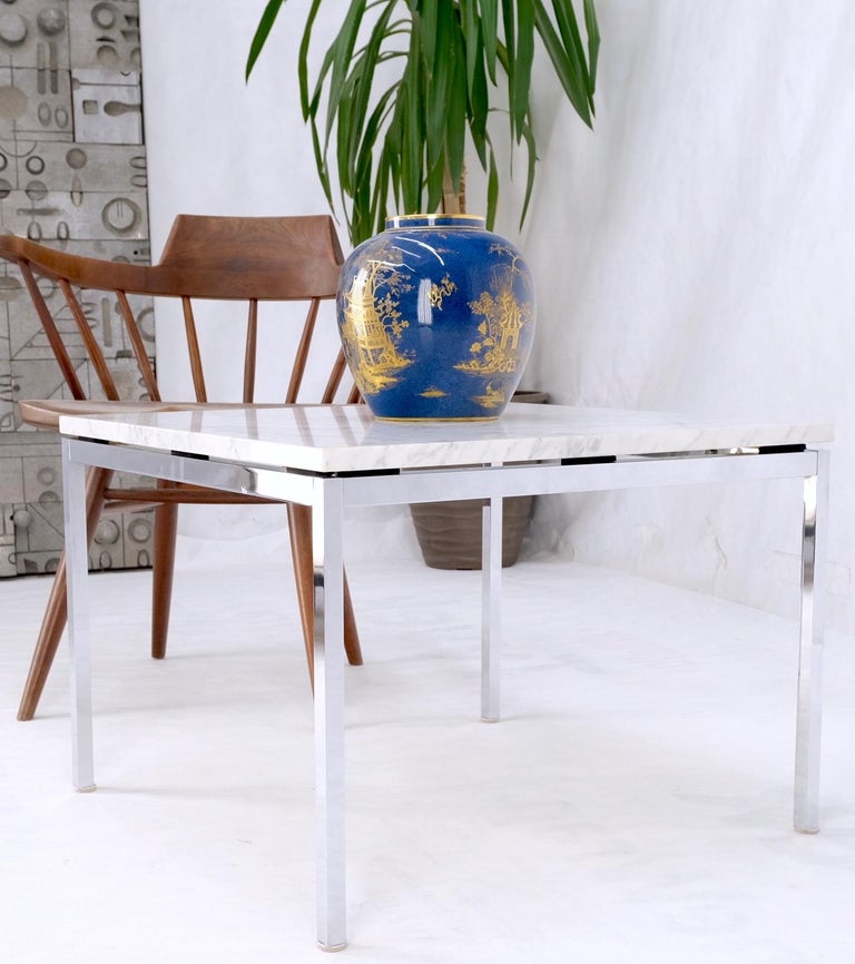 Florence Knoll Square Marble Top Solid Chrome Base Side End Coffee