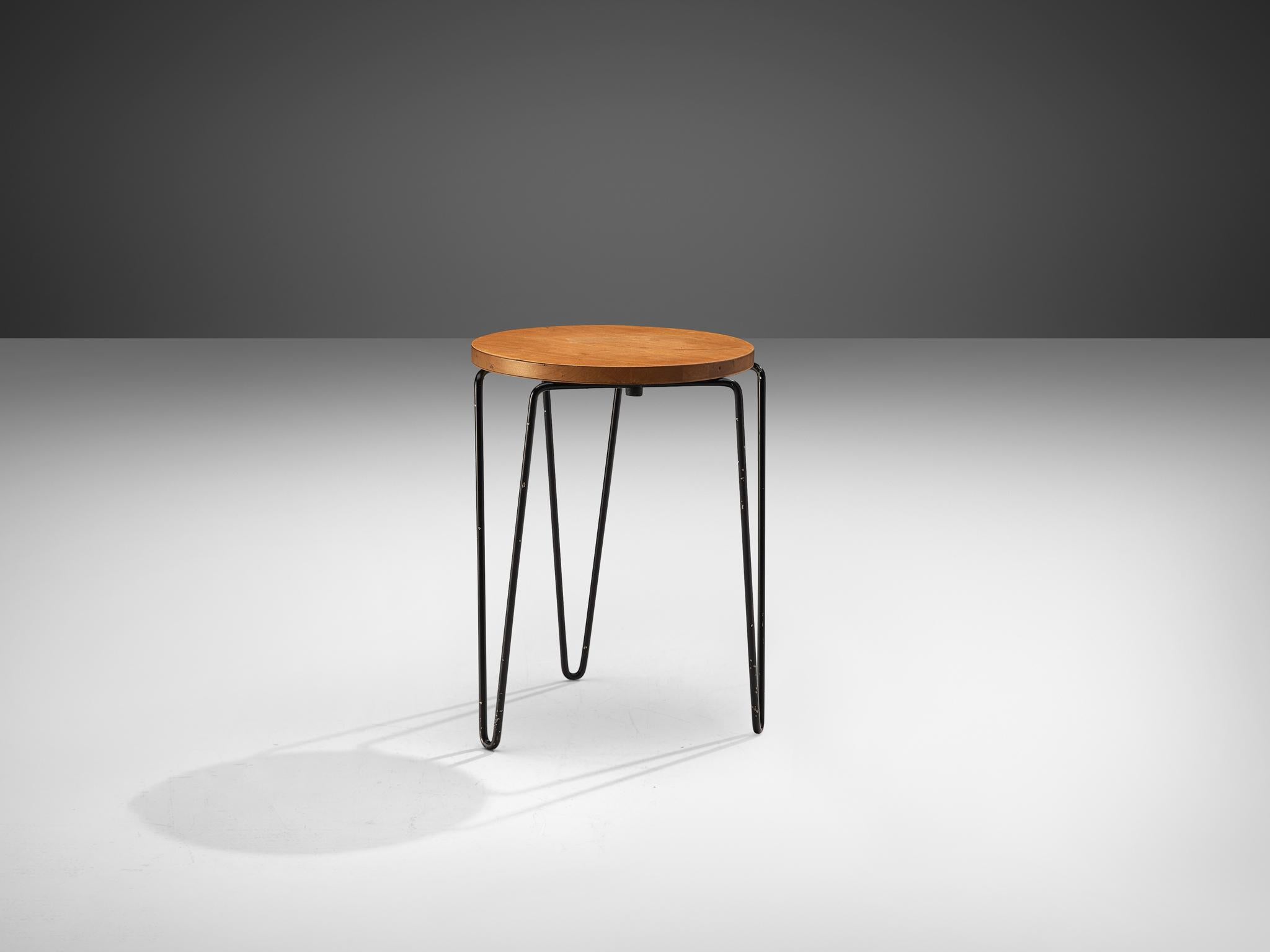 Mid-20th Century Florence Knoll Stool in Birch and Metal
