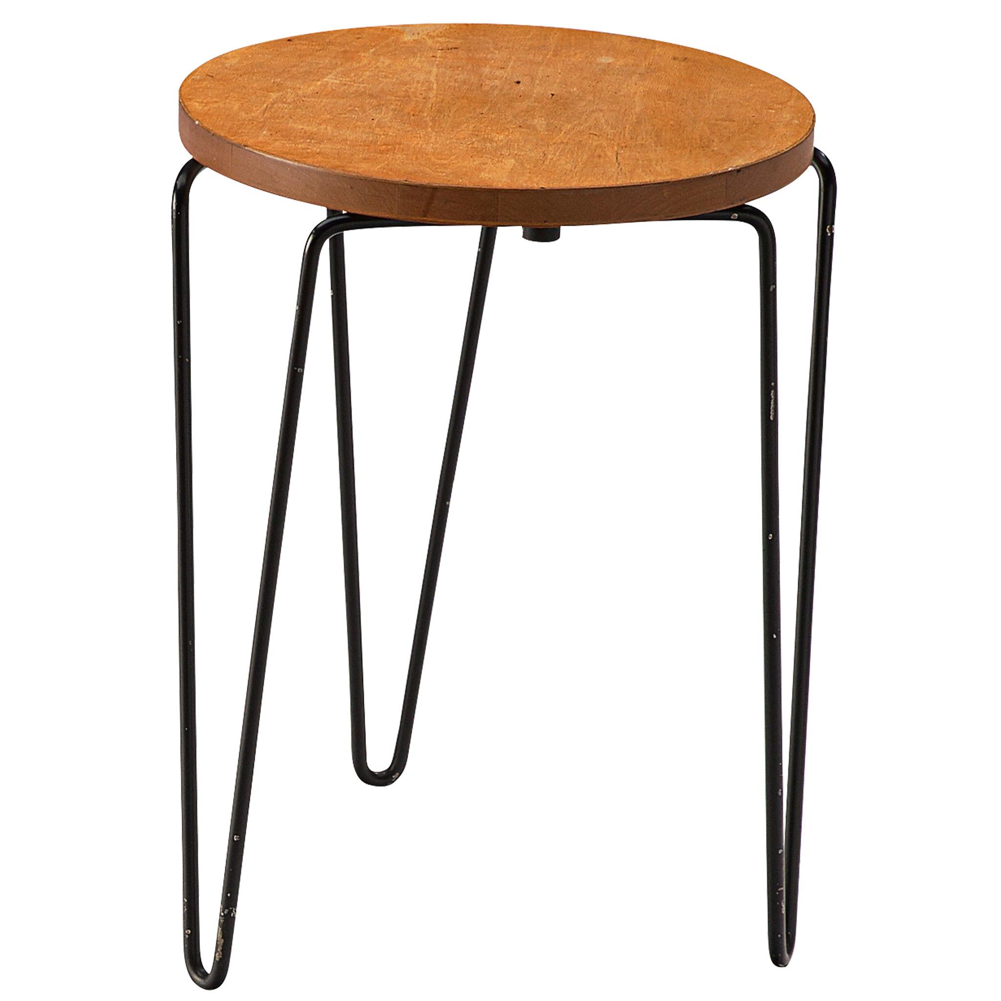 Florence Knoll Stool in Birch and Metal