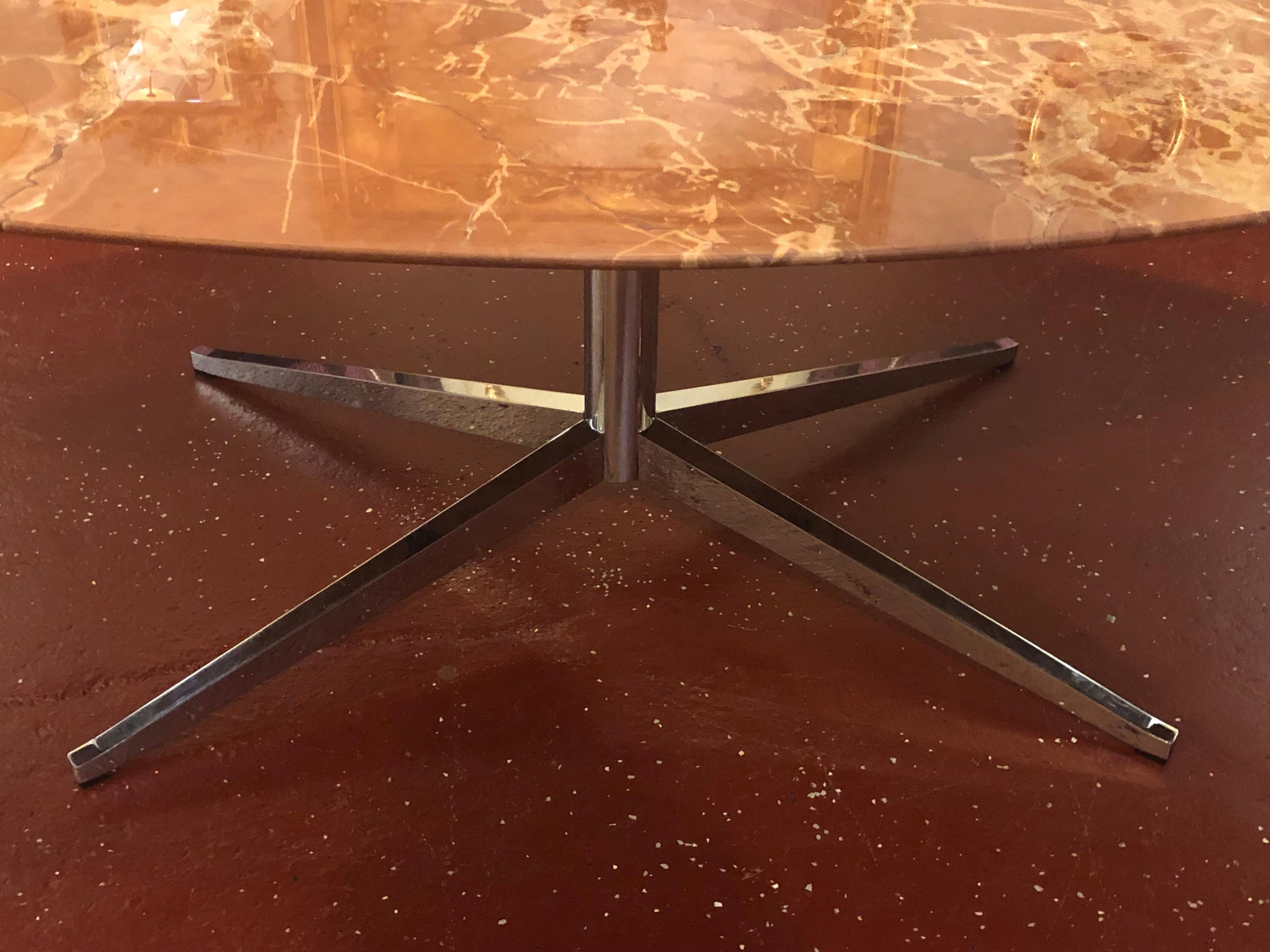 American Florence Knoll Dining Table / Conference Table Chrome Quad Based Marble Top