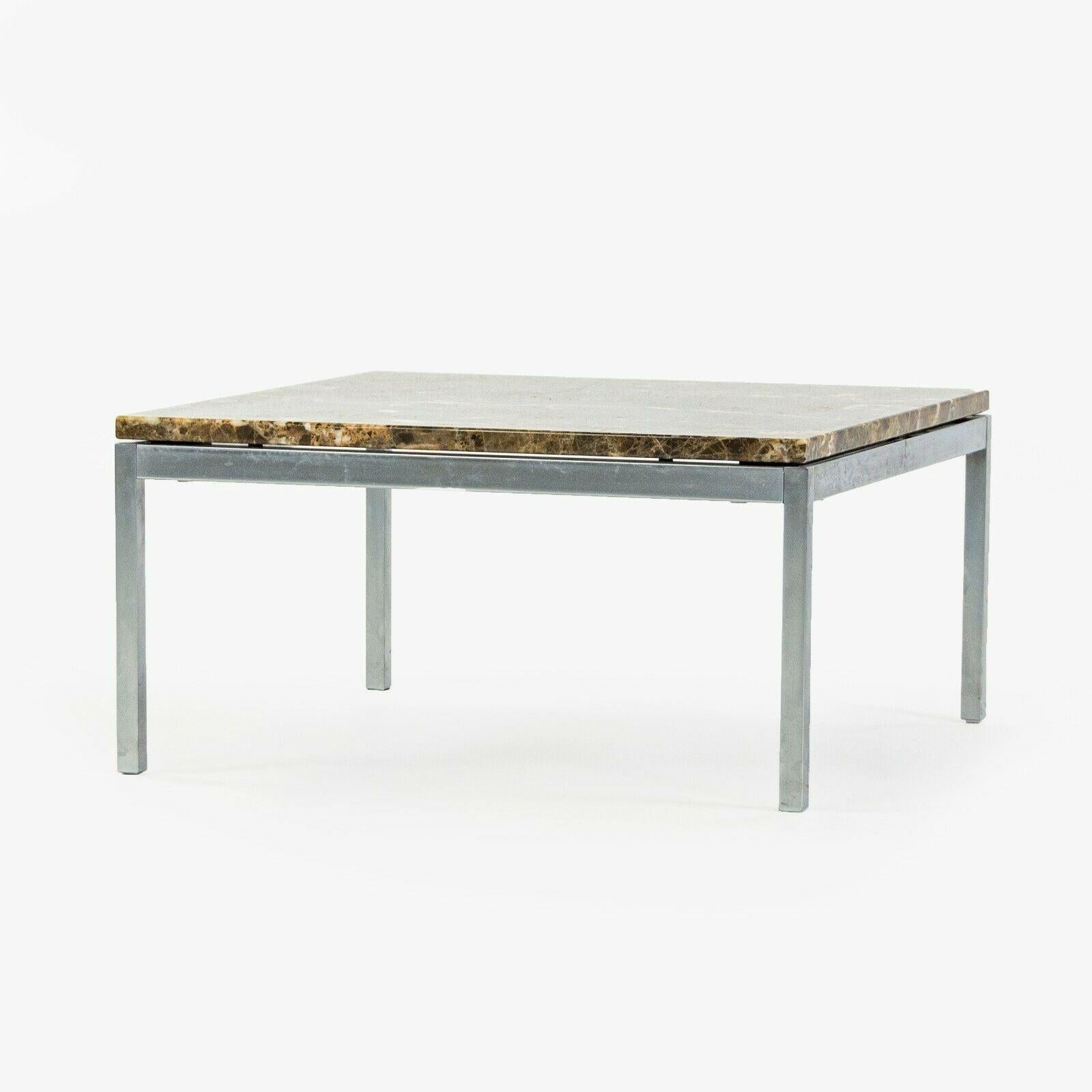 Modern Florence Knoll Studio Square Espresso Marble Low Side or Coffee Table in Square For Sale