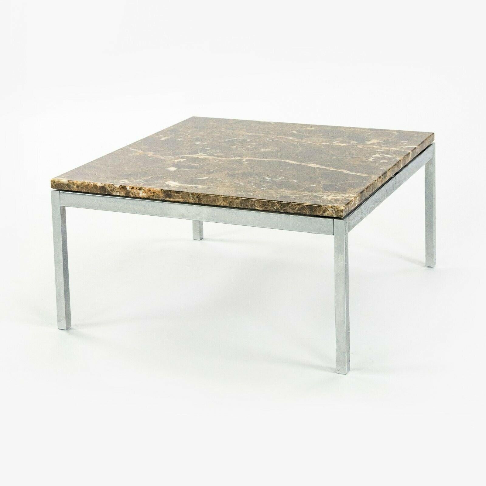 American Florence Knoll Studio Square Espresso Marble Low Side or Coffee Table in Square For Sale