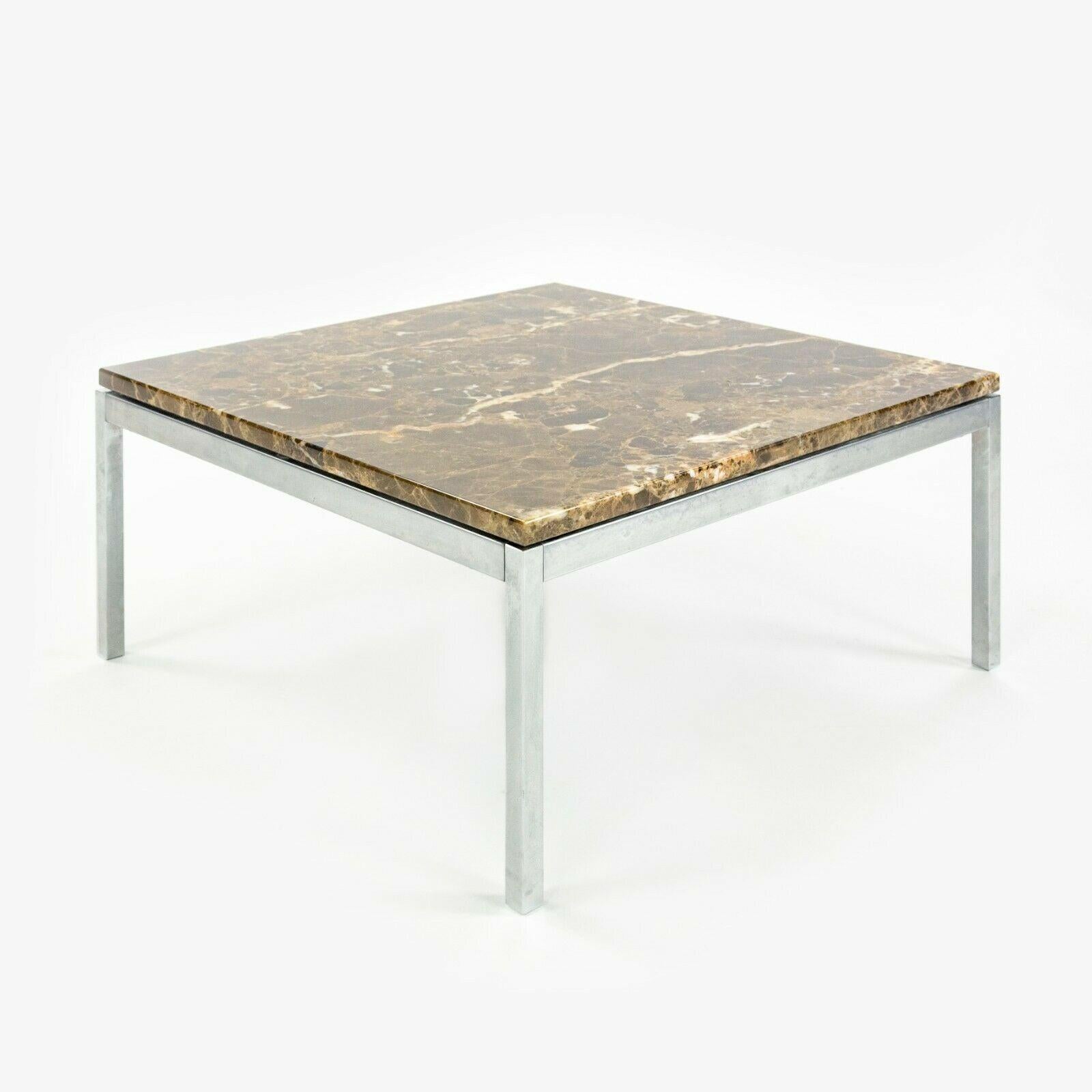 Contemporary Florence Knoll Studio Square Espresso Marble Low Side or Coffee Table in Square For Sale
