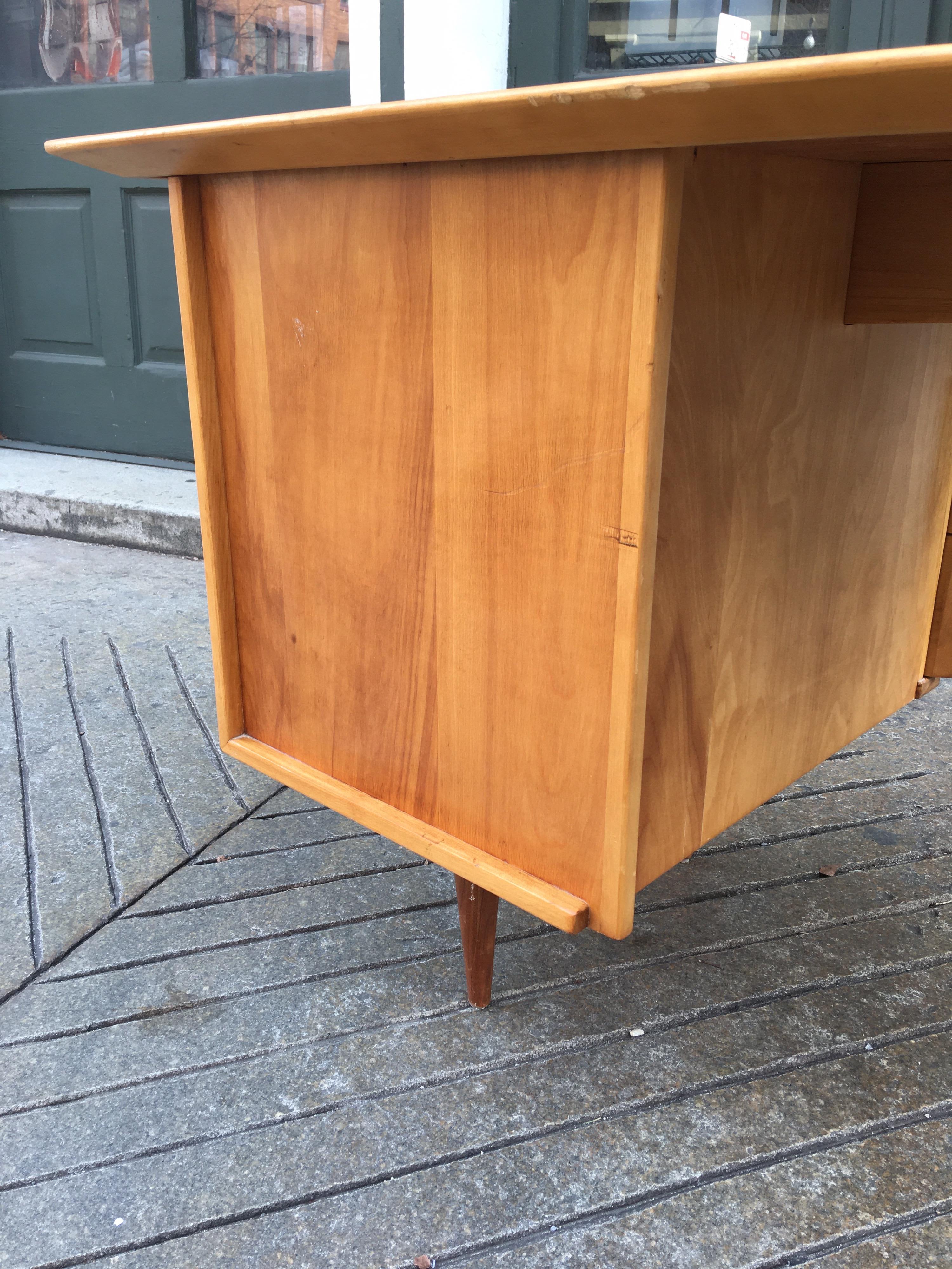 Florence Knoll Style Birch and Walnut Desk 4