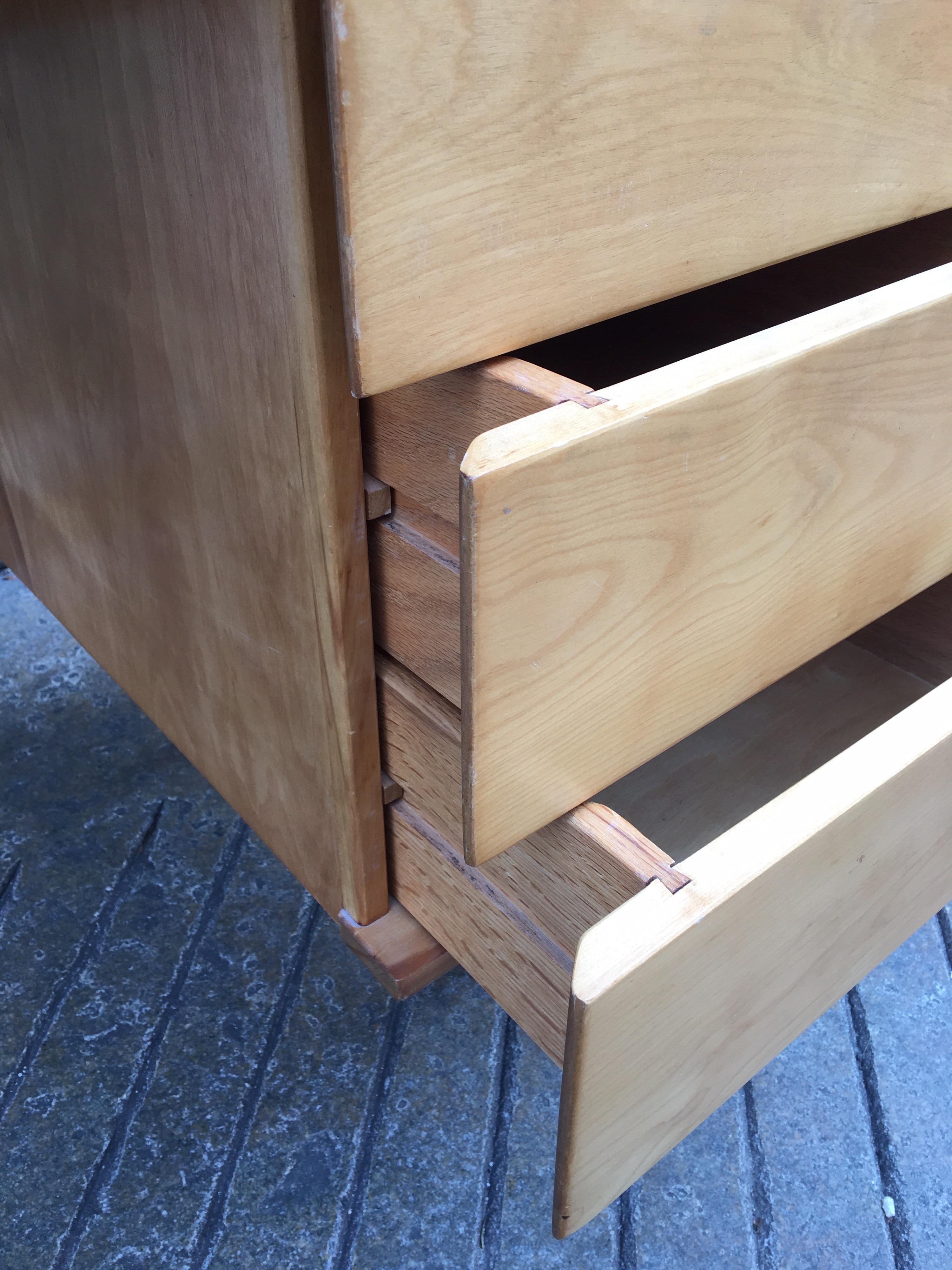 Florence Knoll Style Birch and Walnut Desk 5