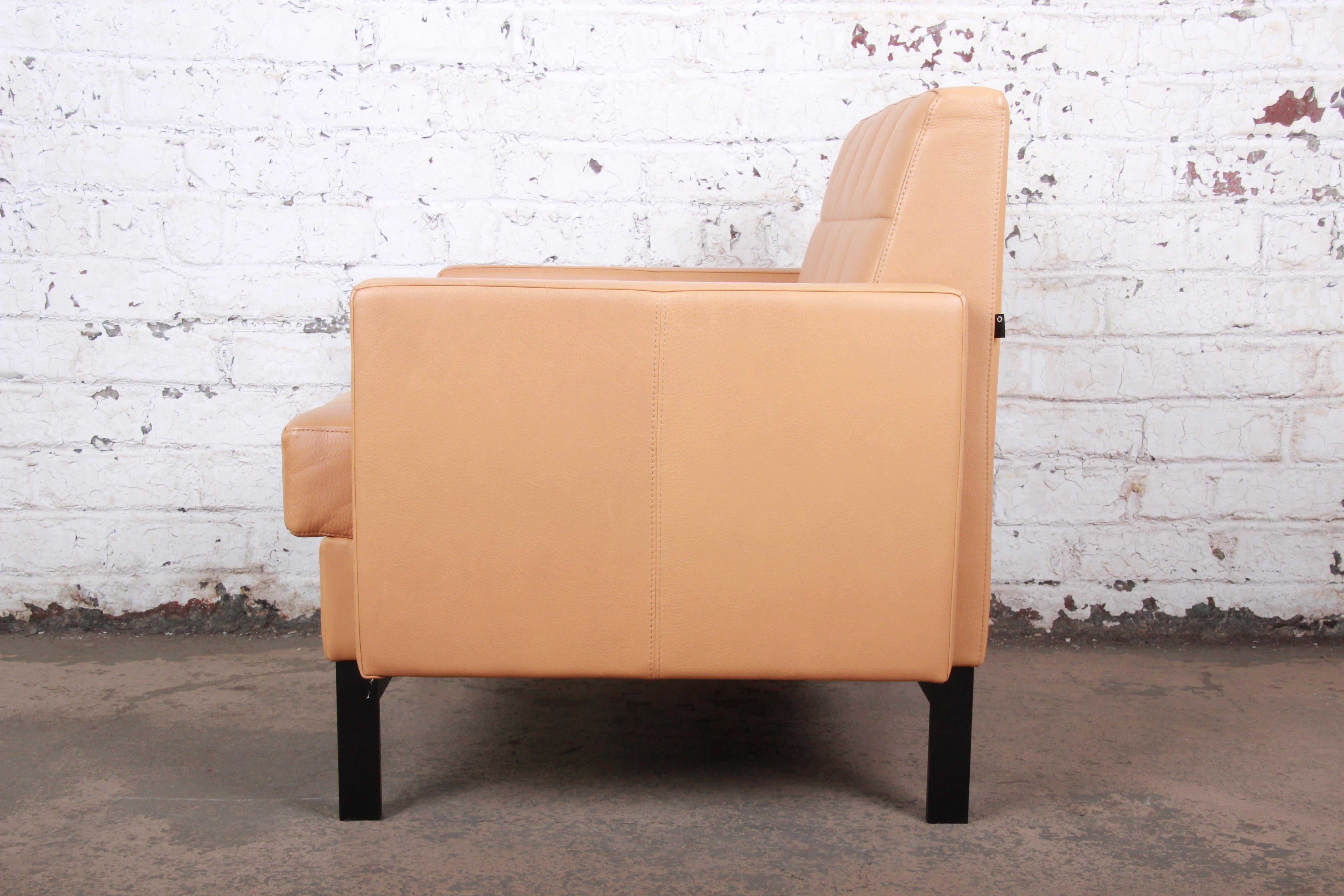 Florence Knoll Style Brown Leather Club Chairs by Coalesse, Pair 3