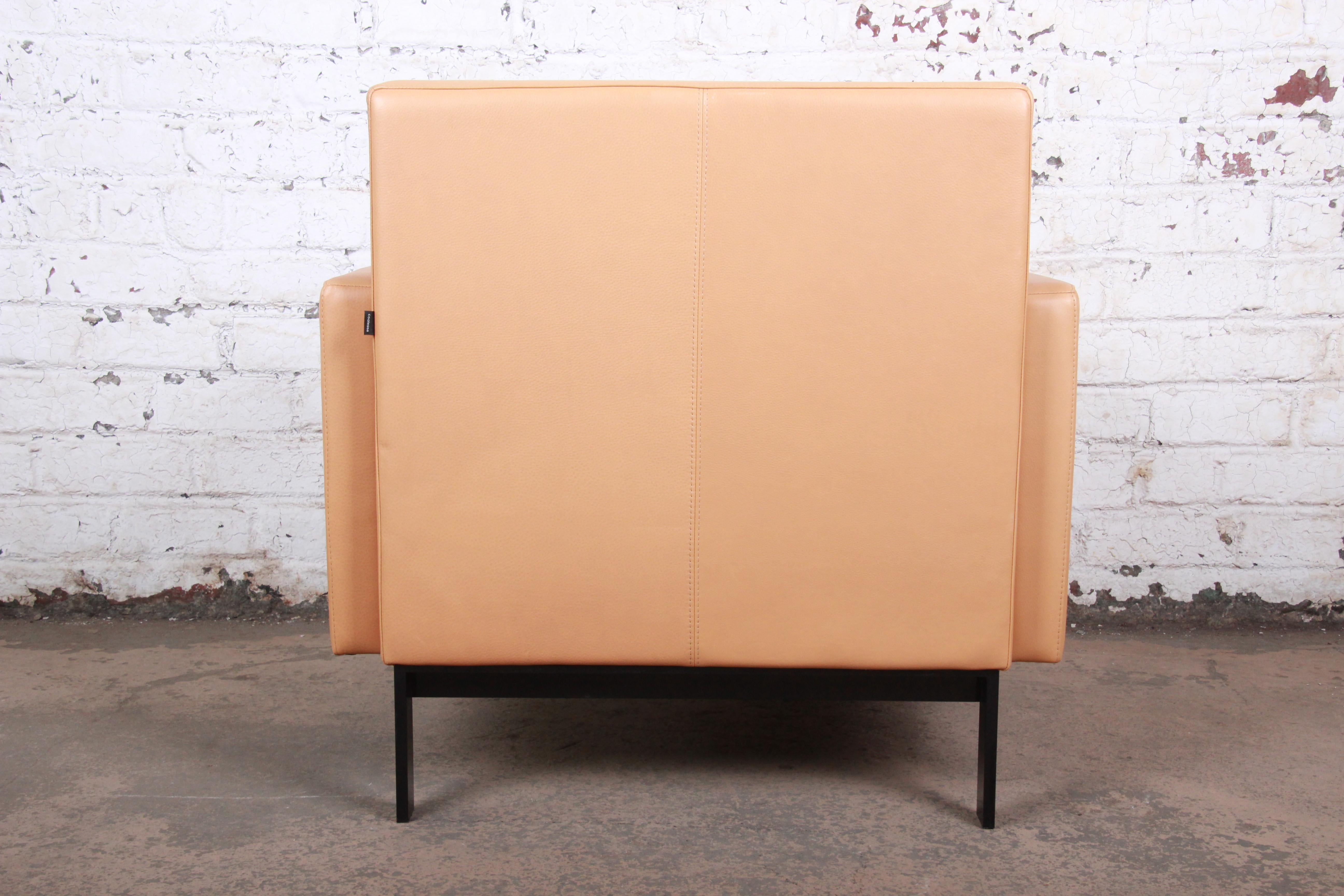 Florence Knoll Style Brown Leather Club Chairs by Coalesse, Pair 4