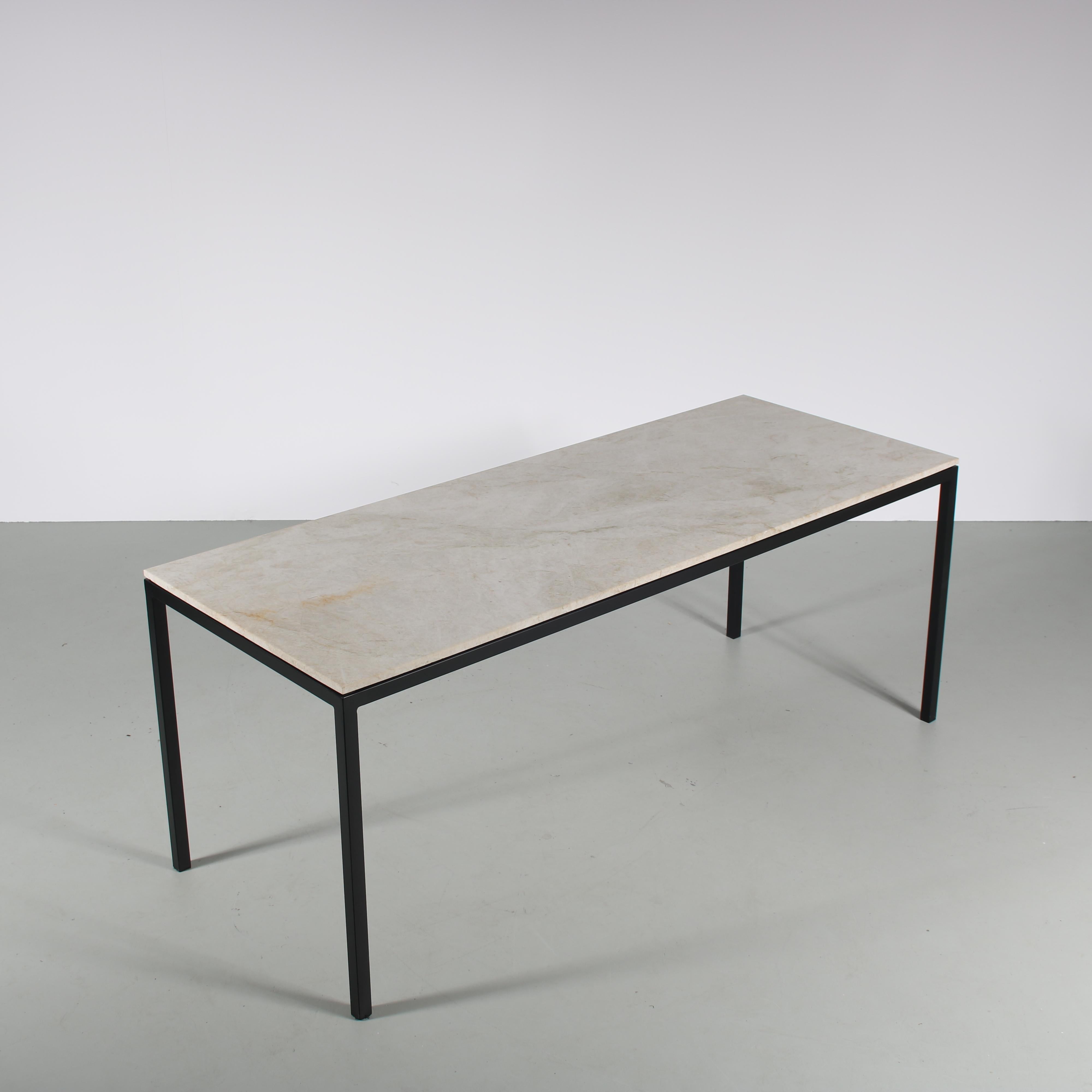 Metal Florence Knoll Style Marble Dining Table, 1950