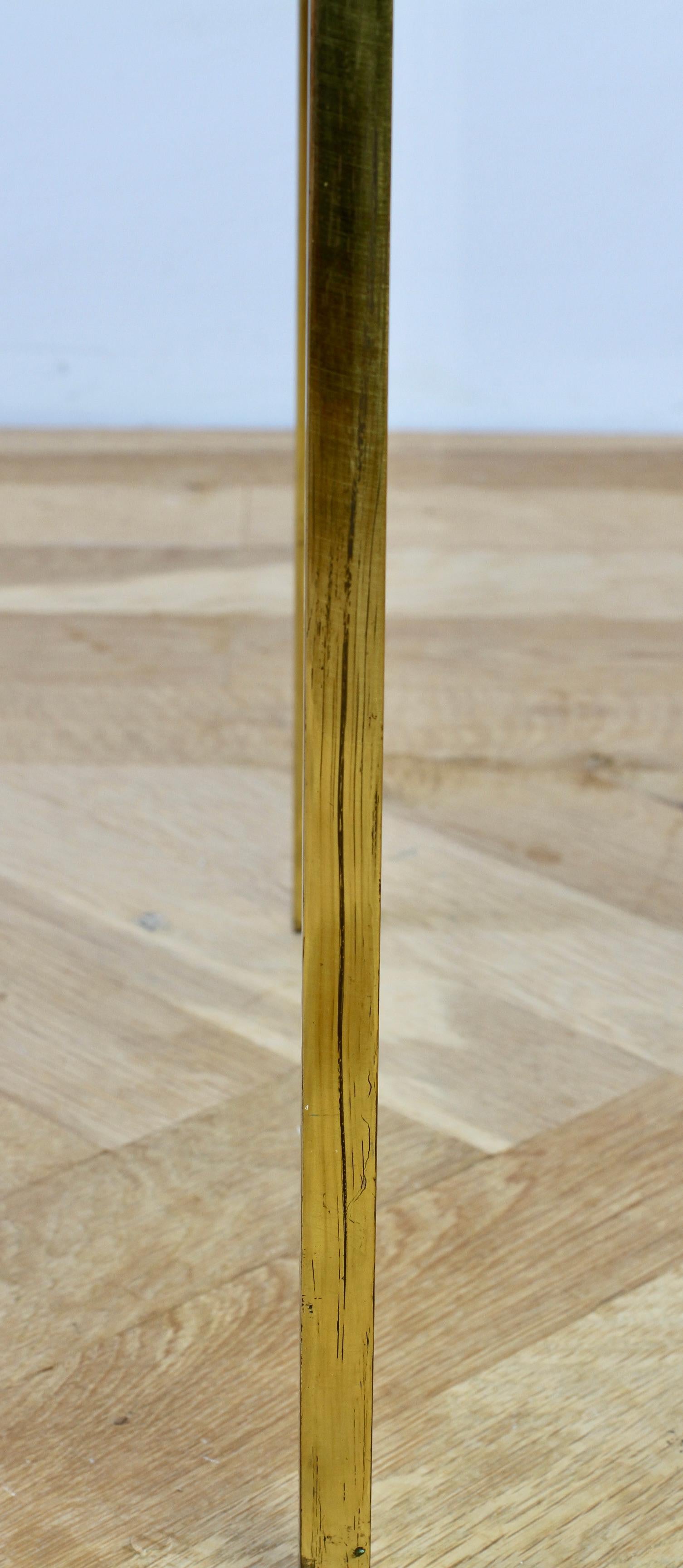 Florence Knoll Style Mid-Century Kariertes Holzfurnier & Messing Beistelltisch oder Beistelltisch im Angebot 13