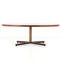 Florence Knoll Style Mid Century Rosewood and Brass Dining Table
