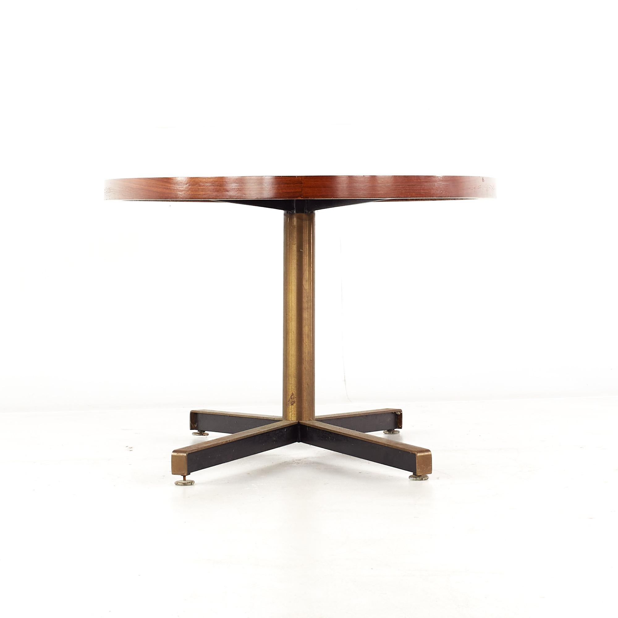 American Florence Knoll Style Mid Century Rosewood and Brass Dining Table For Sale