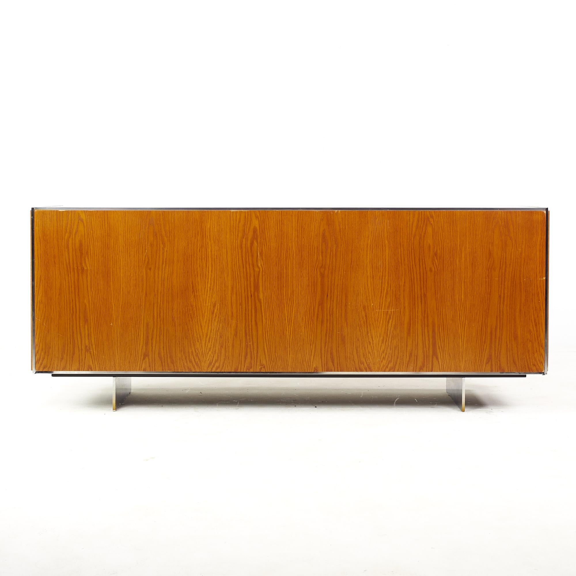 Florence Knoll Style Mid Century Walnut and Chrome Credenza In Good Condition In Countryside, IL