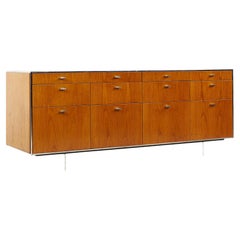 Florence Knoll Style Mid Century Walnut and Chrome Credenza