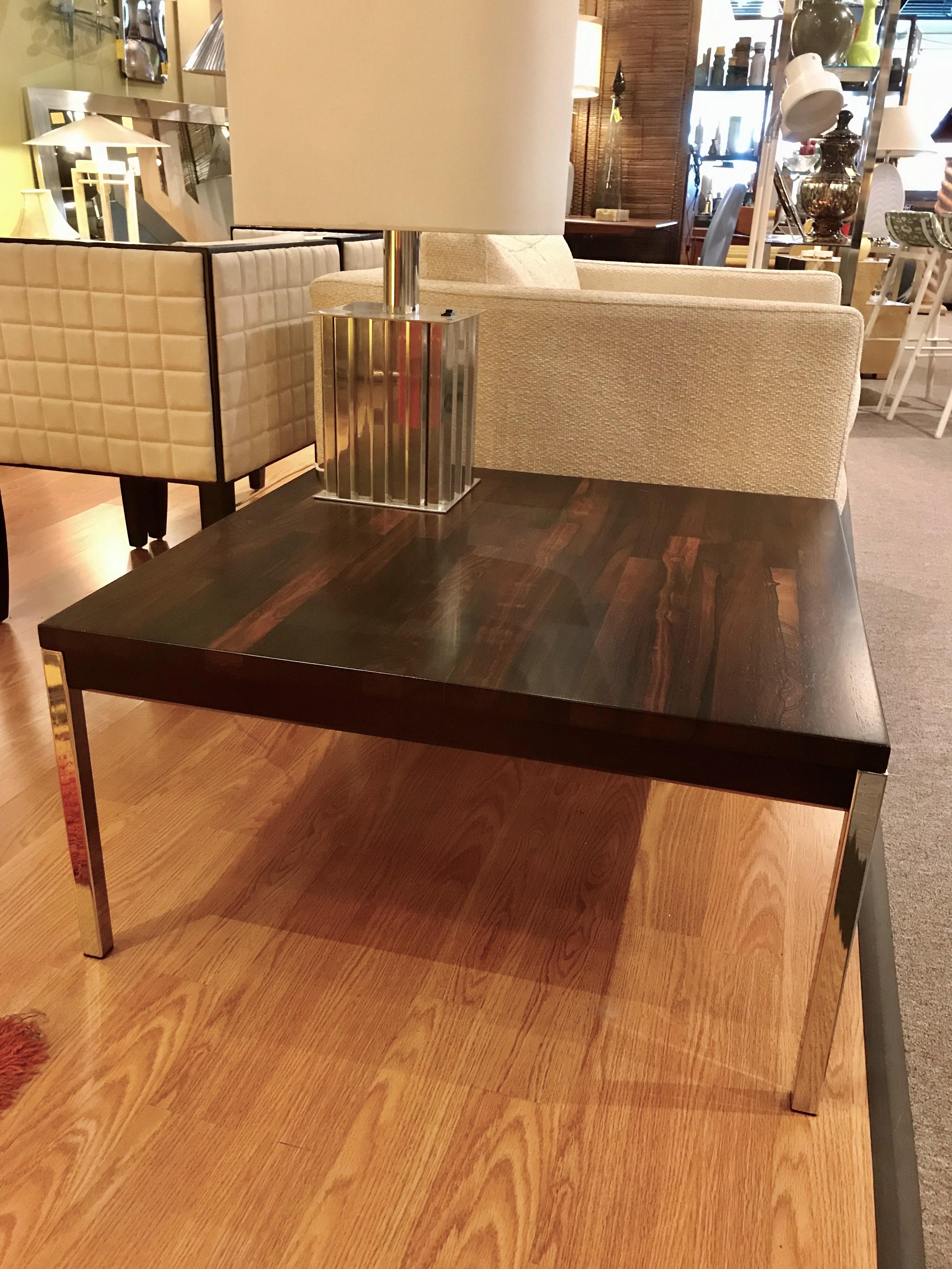 Florence Knoll Style Solid Brazilian Rosewood Staved and Chrome Table 6