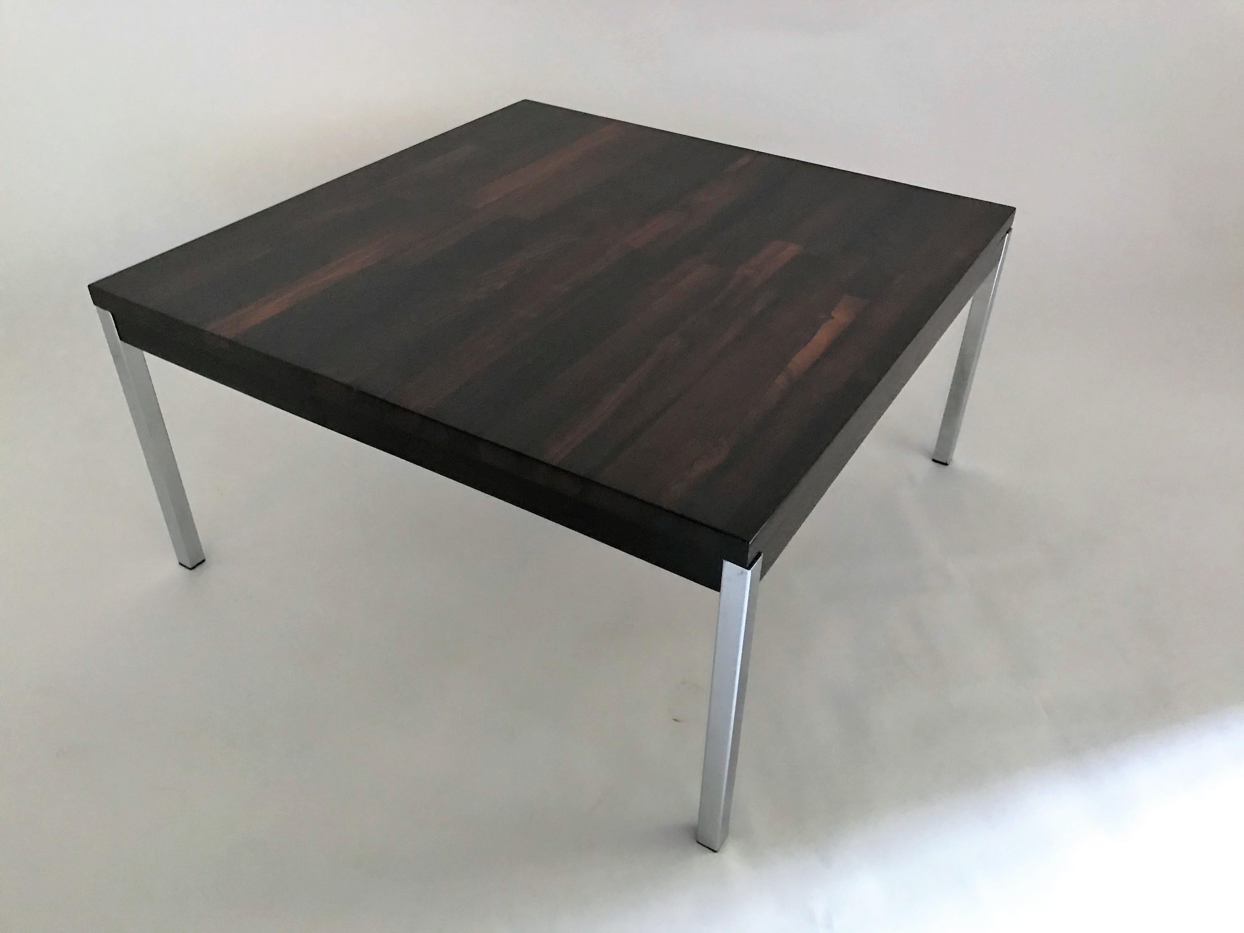 Florence Knoll Style Solid Brazilian Rosewood Staved and Chrome Table 2