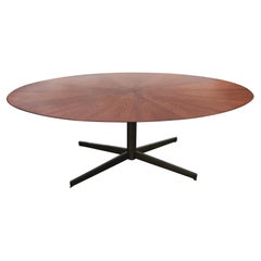 Florence Knoll Style Stow Davis Oval Dining Conference Table Desk Walnut Bronze