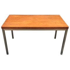 Florence Knoll Style Teak and Aluminum Coffee Table