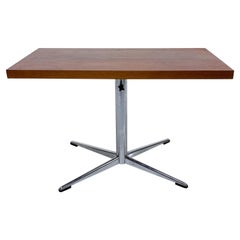 Vintage Style Florence Knoll Walnut  Small Side Table Entry Desk Adjustable Chrome Base