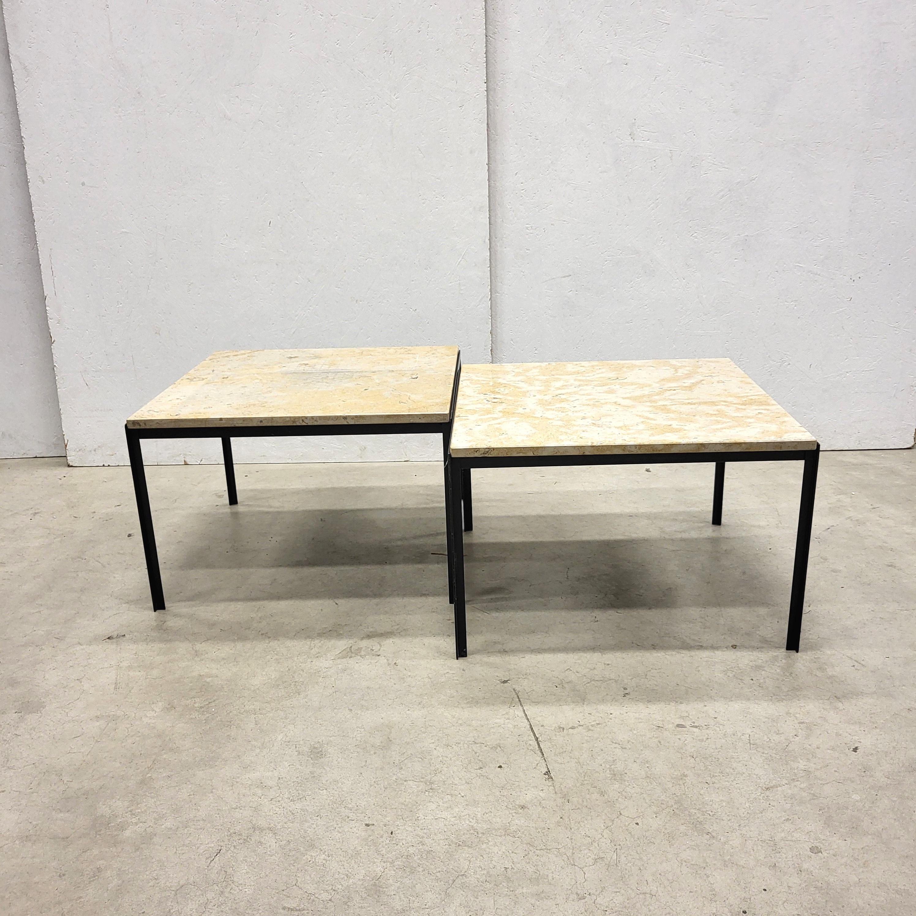 Florence Knoll T Angle Travertin Table by Knoll 1960s Set of 2 In Good Condition In Aachen, NW