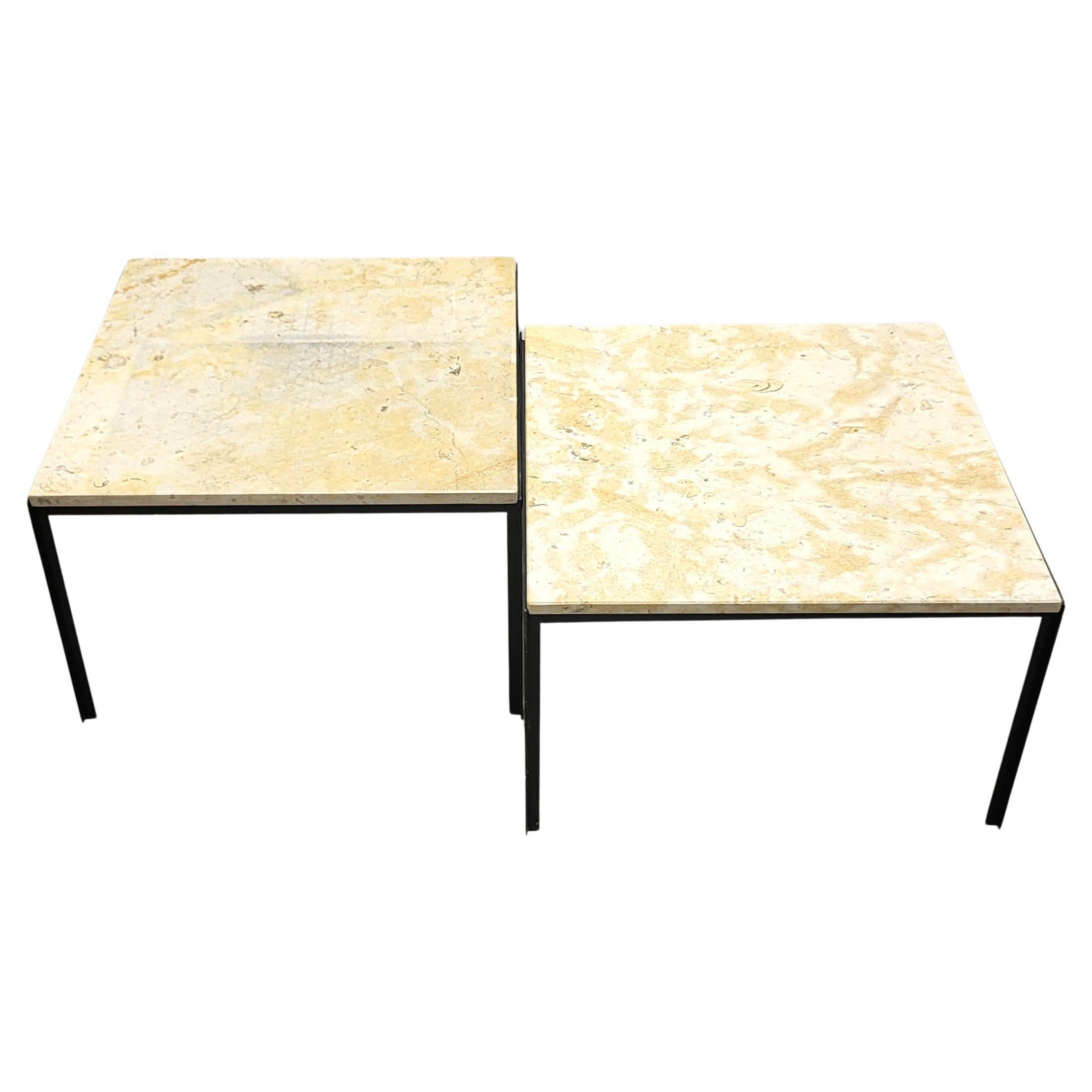 Florence Knoll T Angle Travertin Table by Knoll 1960s Set of 2