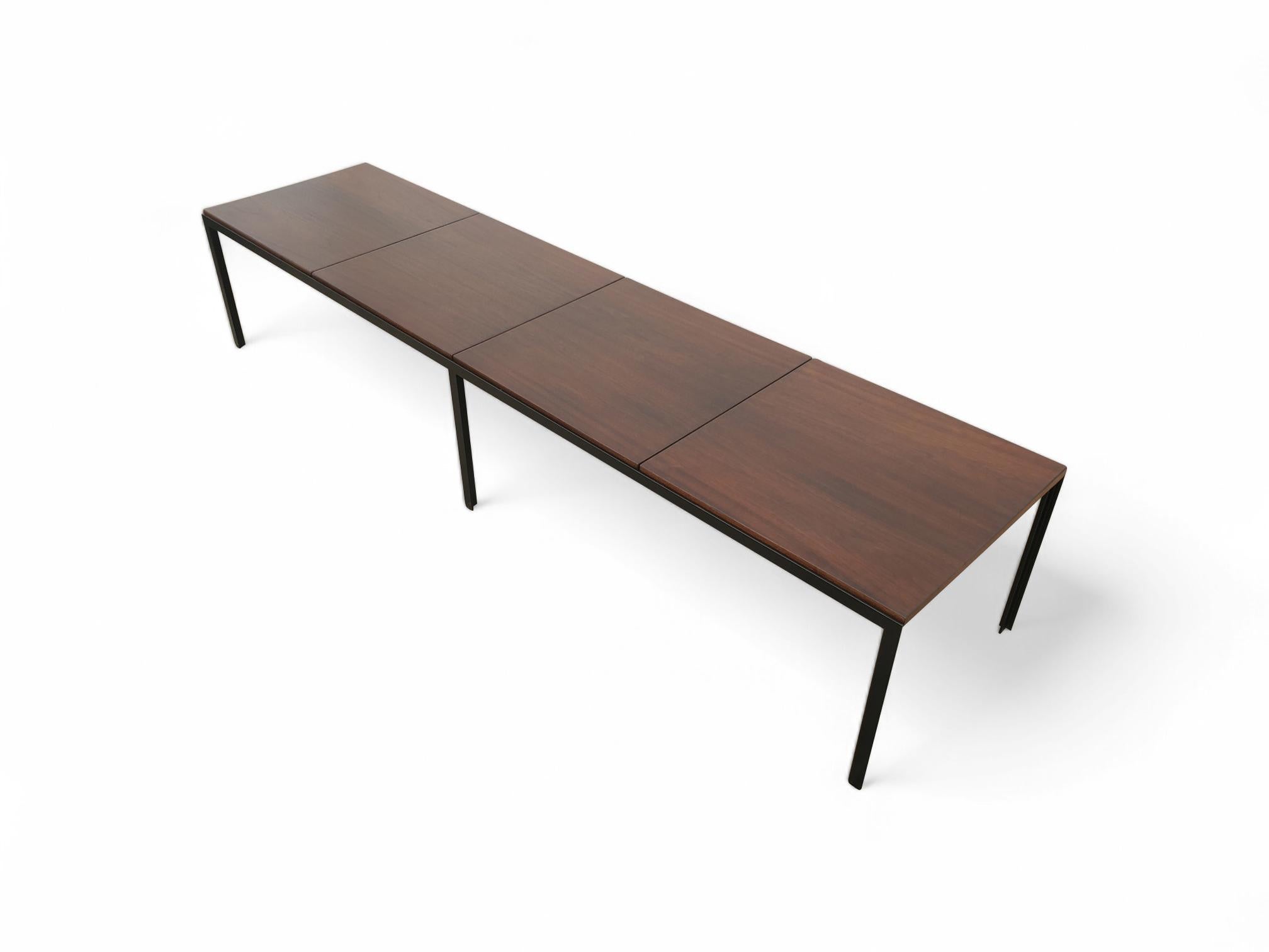 Steel Florence Knoll T Angle Walnut Bench For Sale
