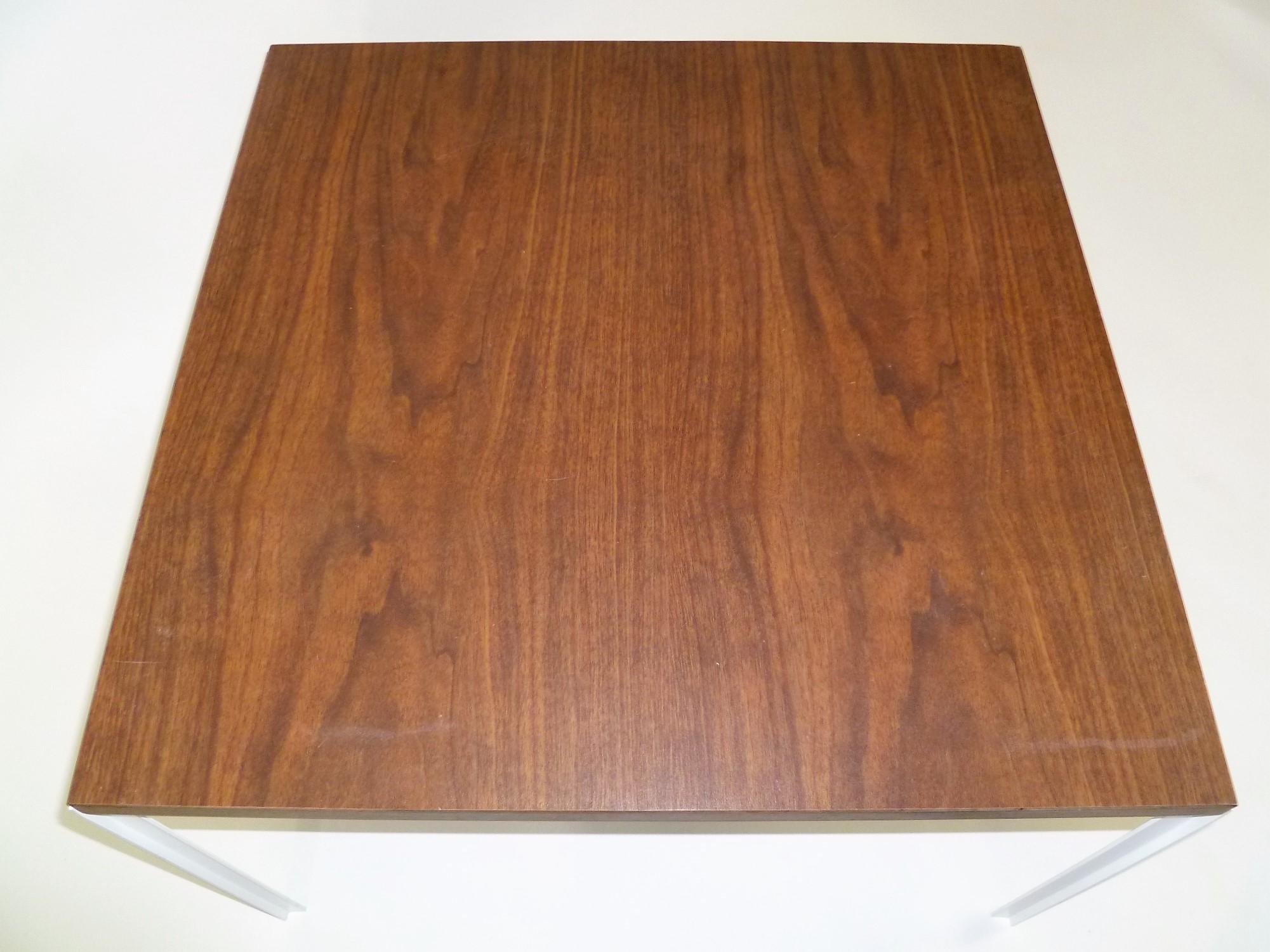 Mid Century Florence Knoll T Angle Walnut Wood Grain Laminate Top Table Knoll 3