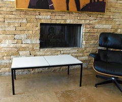 Florence Knoll T-Angle White Laminate and Black Steel Coffee Table, 1960s