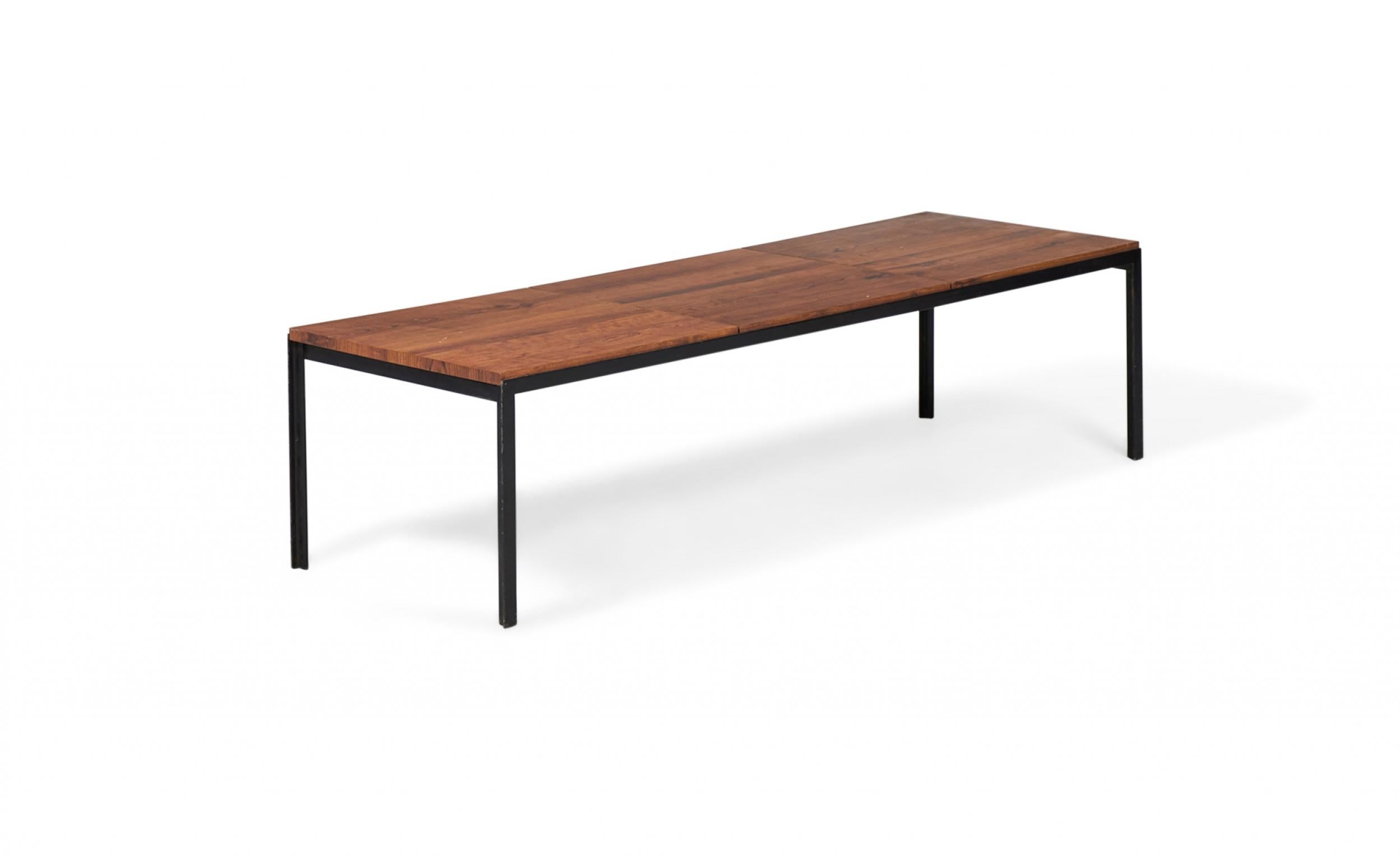 American Florence Knoll T-Bar Walnut Laminate Coffee / Cocktail Table For Sale
