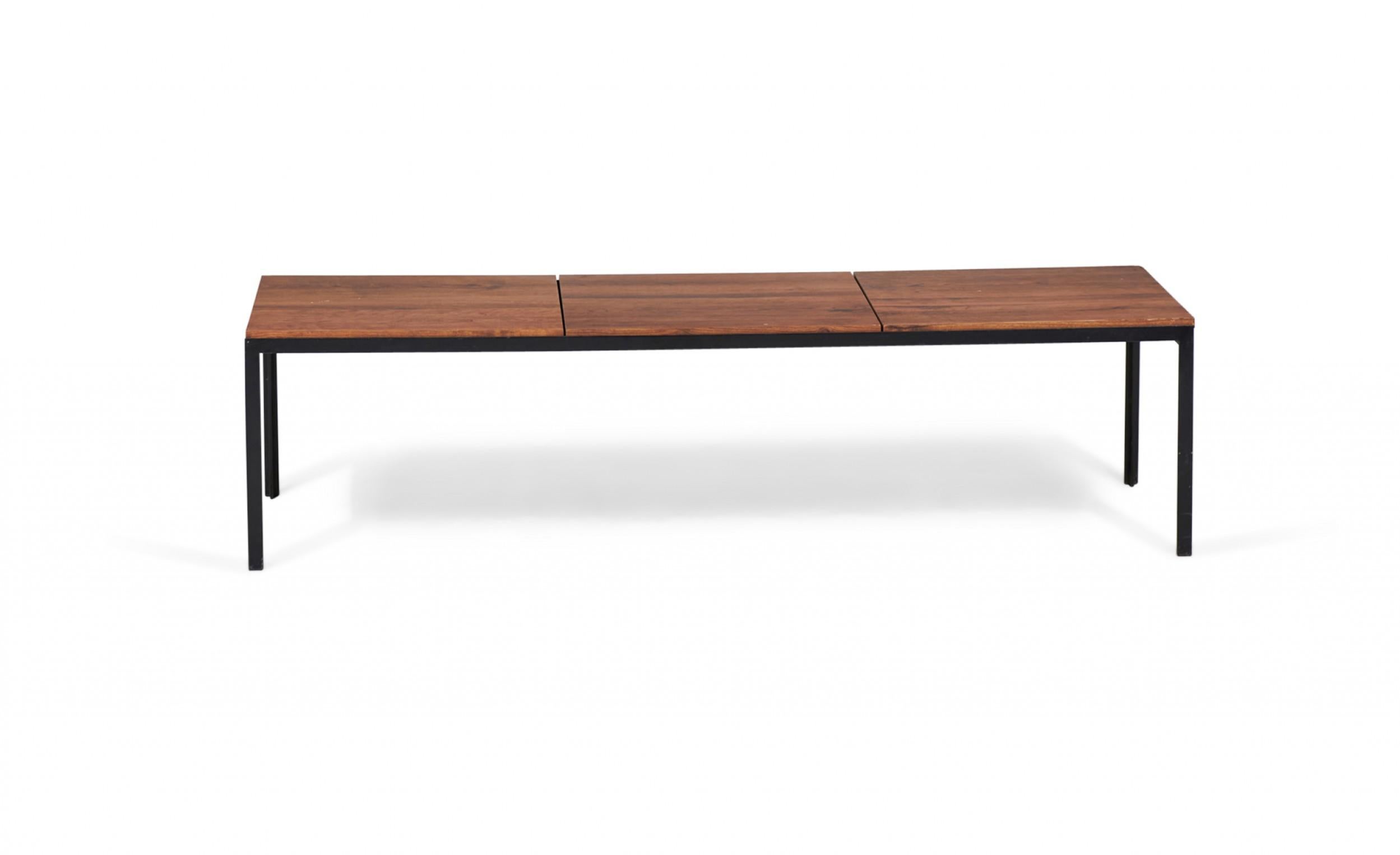 Florence Knoll T-Bar Walnut Laminate Coffee / Cocktail Table In Good Condition For Sale In New York, NY