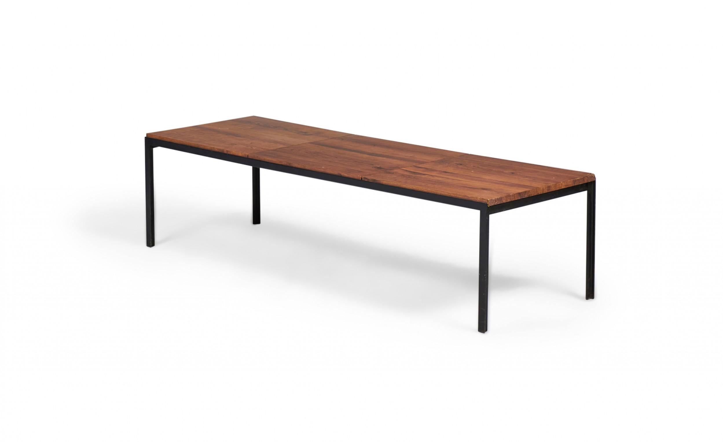 20th Century Florence Knoll T-Bar Walnut Laminate Coffee / Cocktail Table For Sale