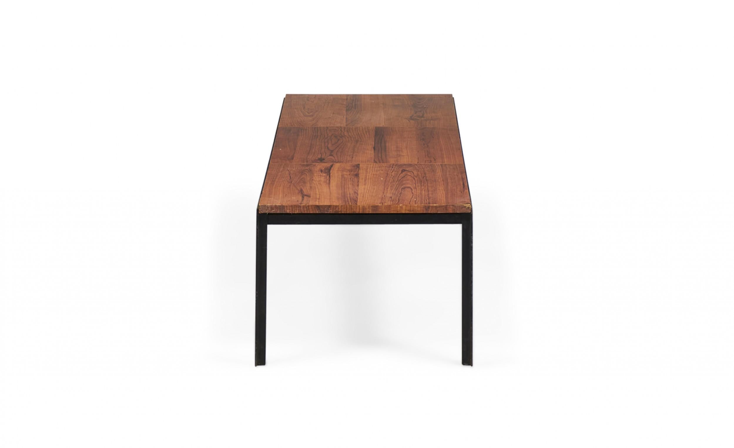 Metal Florence Knoll T-Bar Walnut Laminate Coffee / Cocktail Table For Sale