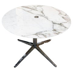 Florence Knoll - TABLE round top , marble Calacatta oro verde , chrome-plated ba