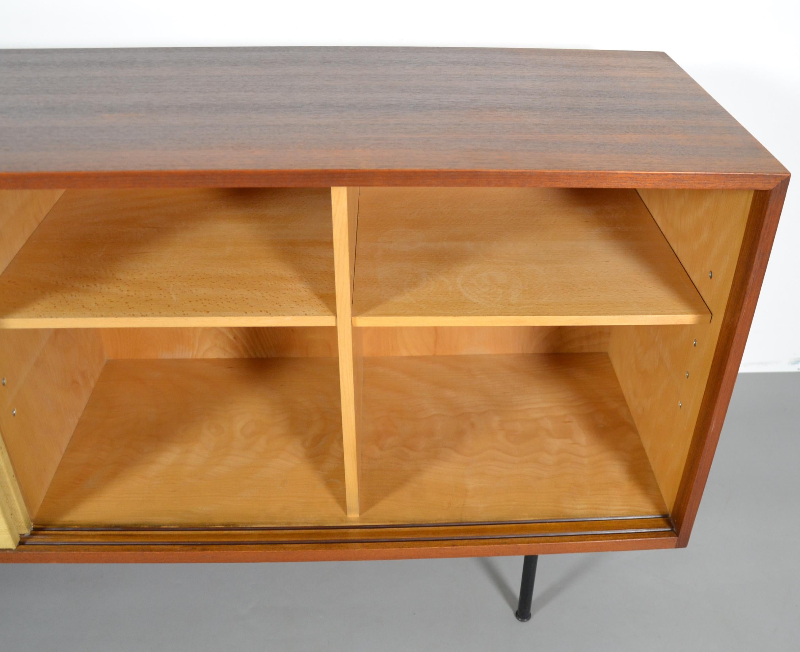 20th Century Florence Knoll Teak Sideboard Bast Sliding Doors Knoll International