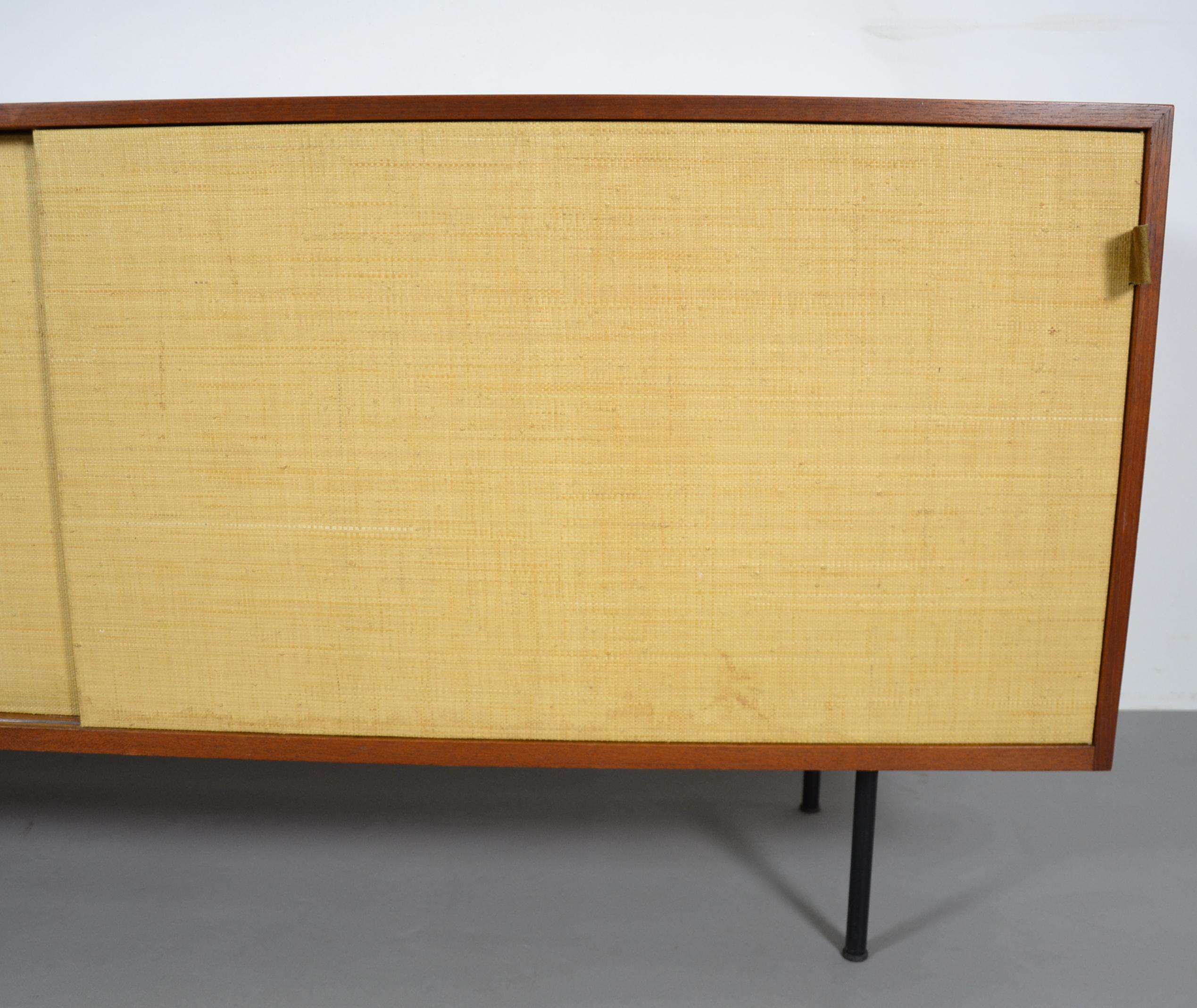 Raffia Florence Knoll Teak Sideboard Bast Sliding Doors Knoll International