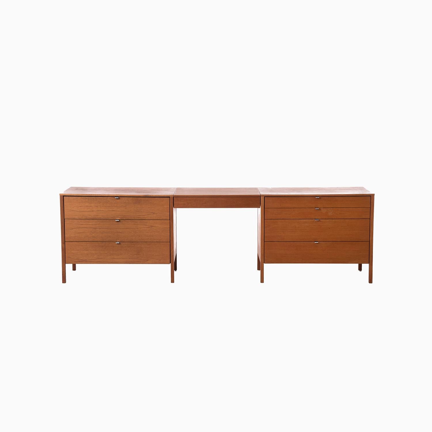 Vanity drawer chest set designed by Florence Knoll for Knoll International. A rarely seen example in teak with white laminated backs. Light restoration of the case will be completed upon purchase,


Professional, skilled furniture restoration is an